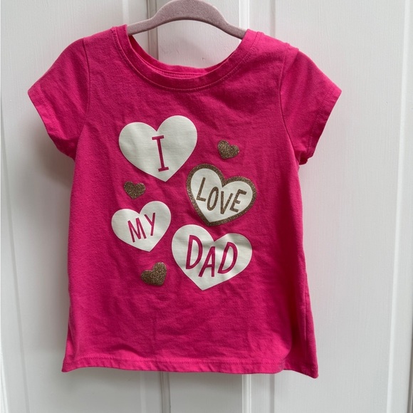 Cat & Jack Other - Cat & Jack 3T Girls I Love My Dad Father’s Day Pink White Heart Short Sleeve Tee